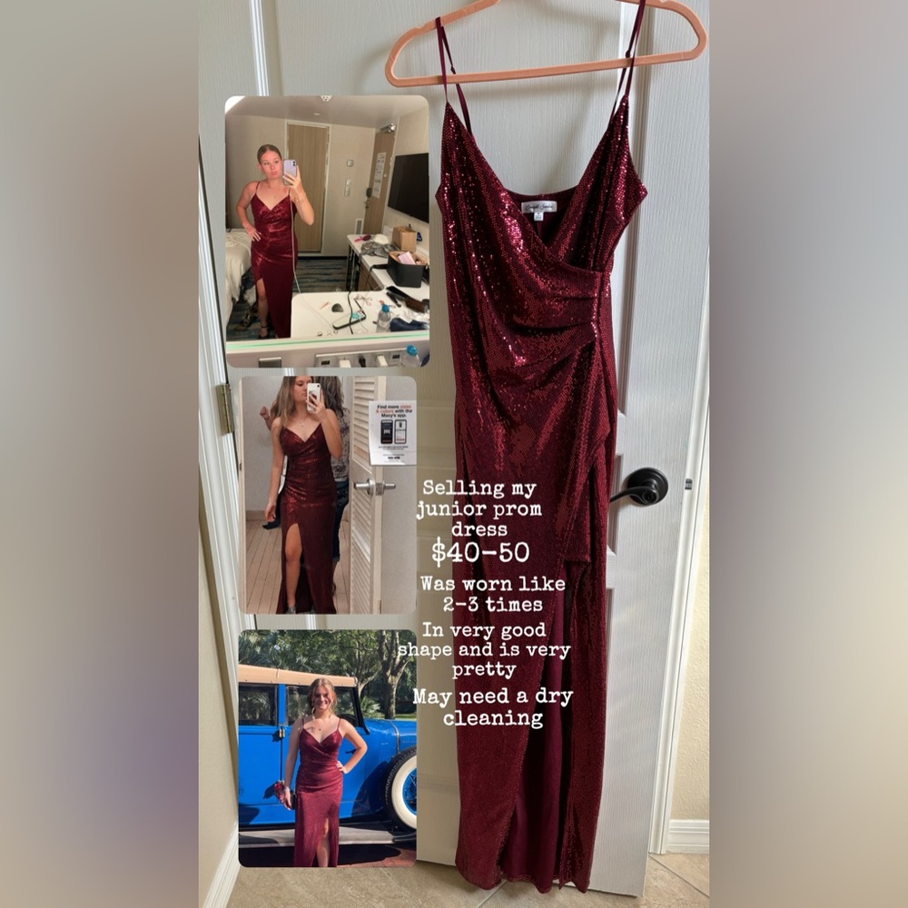 Selling my junior prom dress. It’s in good condition. It’s red sparkly.size med